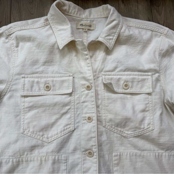 Madewell Drakefield Oversized Shirt-Jacket in Ecru Women’s Size Large - Picture 4 of 14